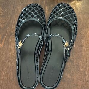 Tory Burch Black Jelly Flats with Gold Accent